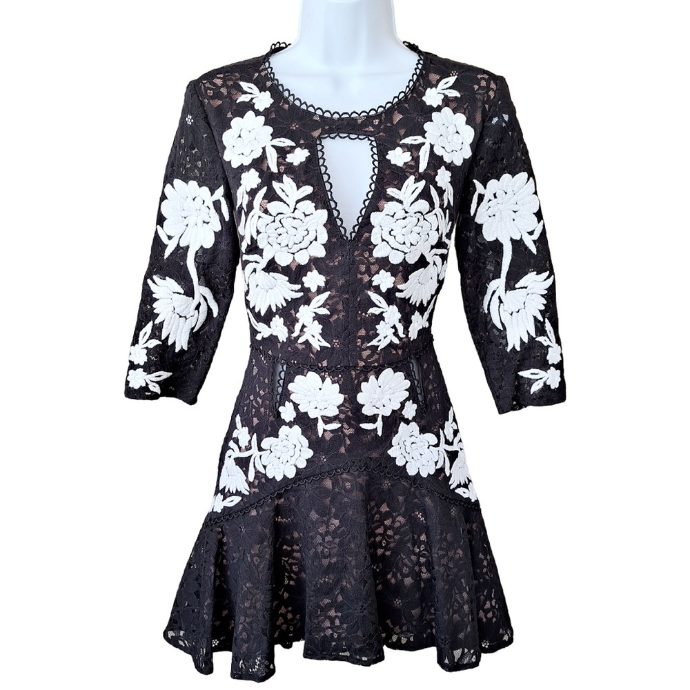 For Love & Lemons Mallorca Lace Cutout High-Low Mini Dress – Size Medium